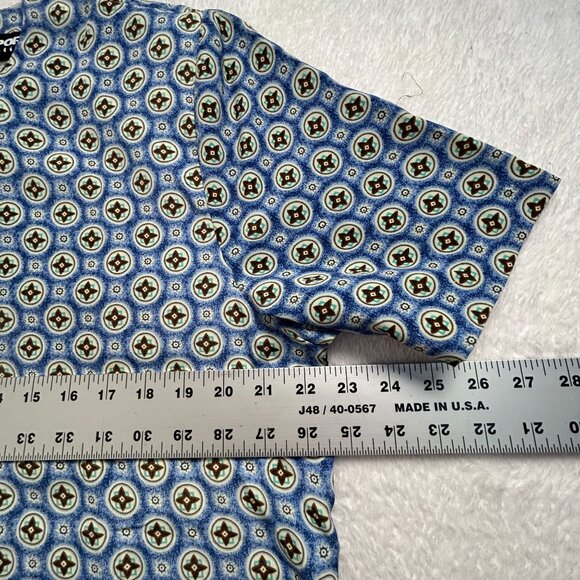 Vintage S.G. Sport Collection Womens Blue Floral Print Short Sleeve Blouse Large - Picture 7 of 8